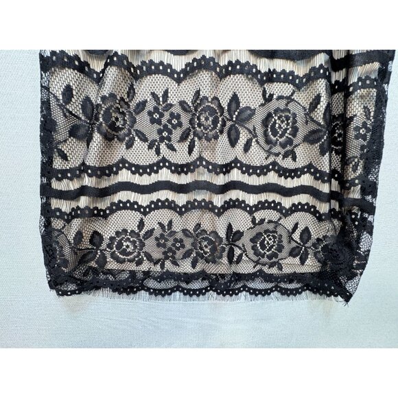 First Kiss Womens Bodycon Slip Dress Size L Black Floral Lace Sleeveless Y2K - Picture 11 of 14